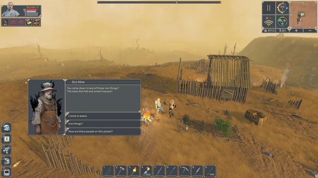 Talking to a stranger on the sunlit desert plain